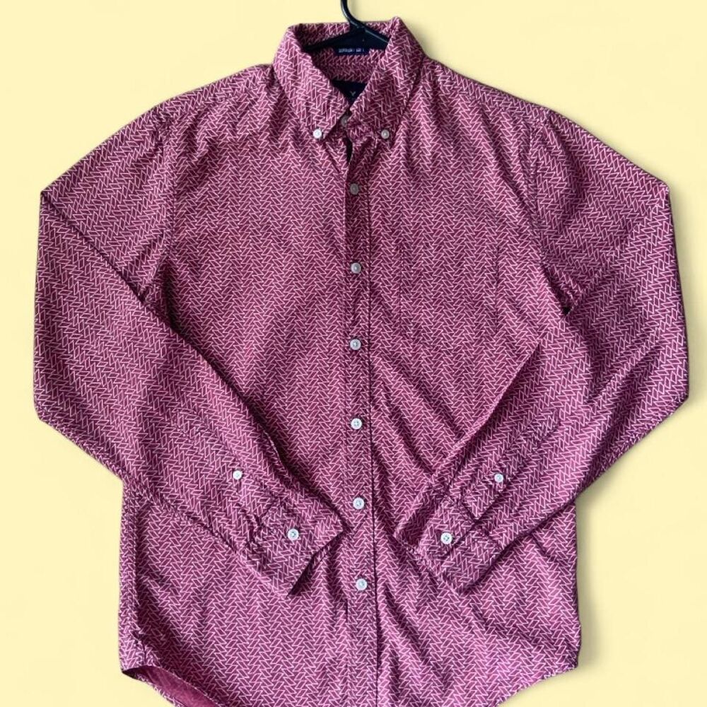 American-eagle Men's Burgundy and Red Shirt